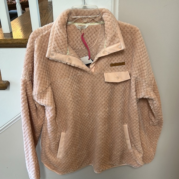 Simply Southern NEW Blush Quilted Sherpa Fleece Pullover - Picture 6 of 14